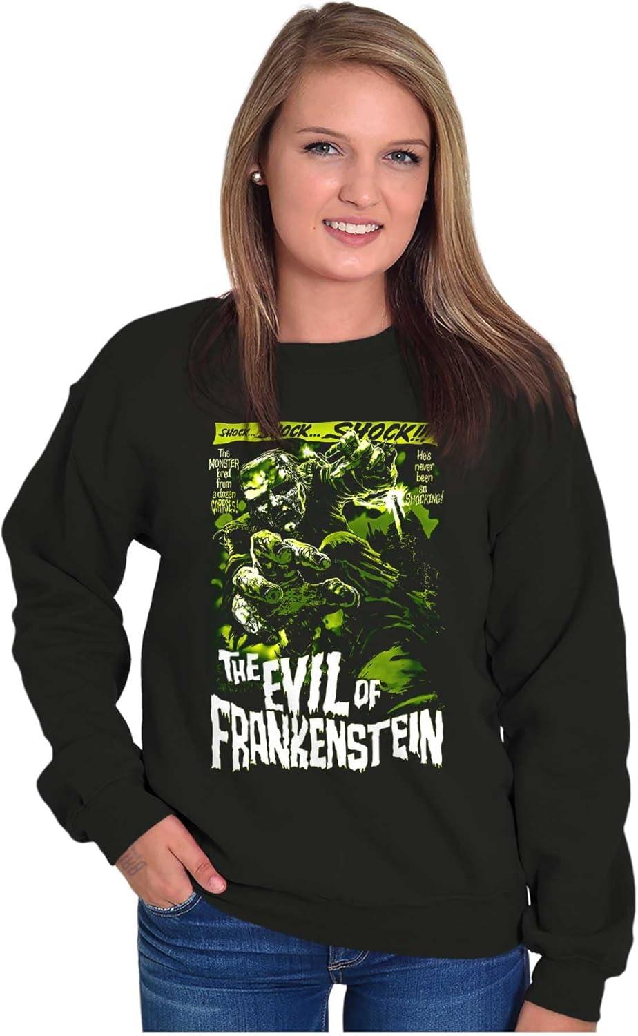 imageBrisco Brands The Evil of Frankenstein Movie Poster Sweatshirt for Men or WomenBlack