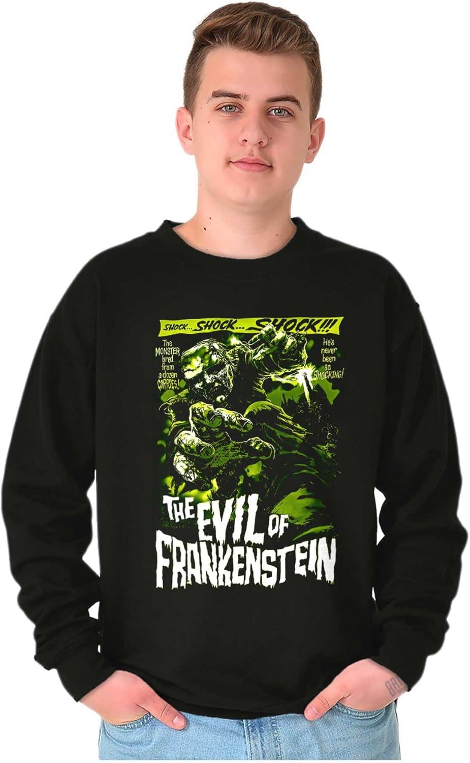 imageBrisco Brands The Evil of Frankenstein Movie Poster Sweatshirt for Men or WomenBlack