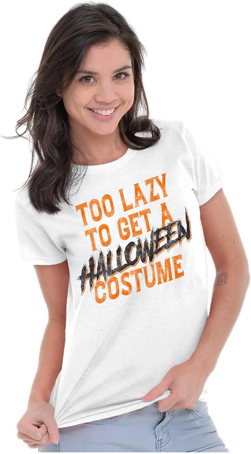 imageBrisco Brands Too Lazy to Get A Halloween Costume Womens Slim Fit Graphic TeeWhite