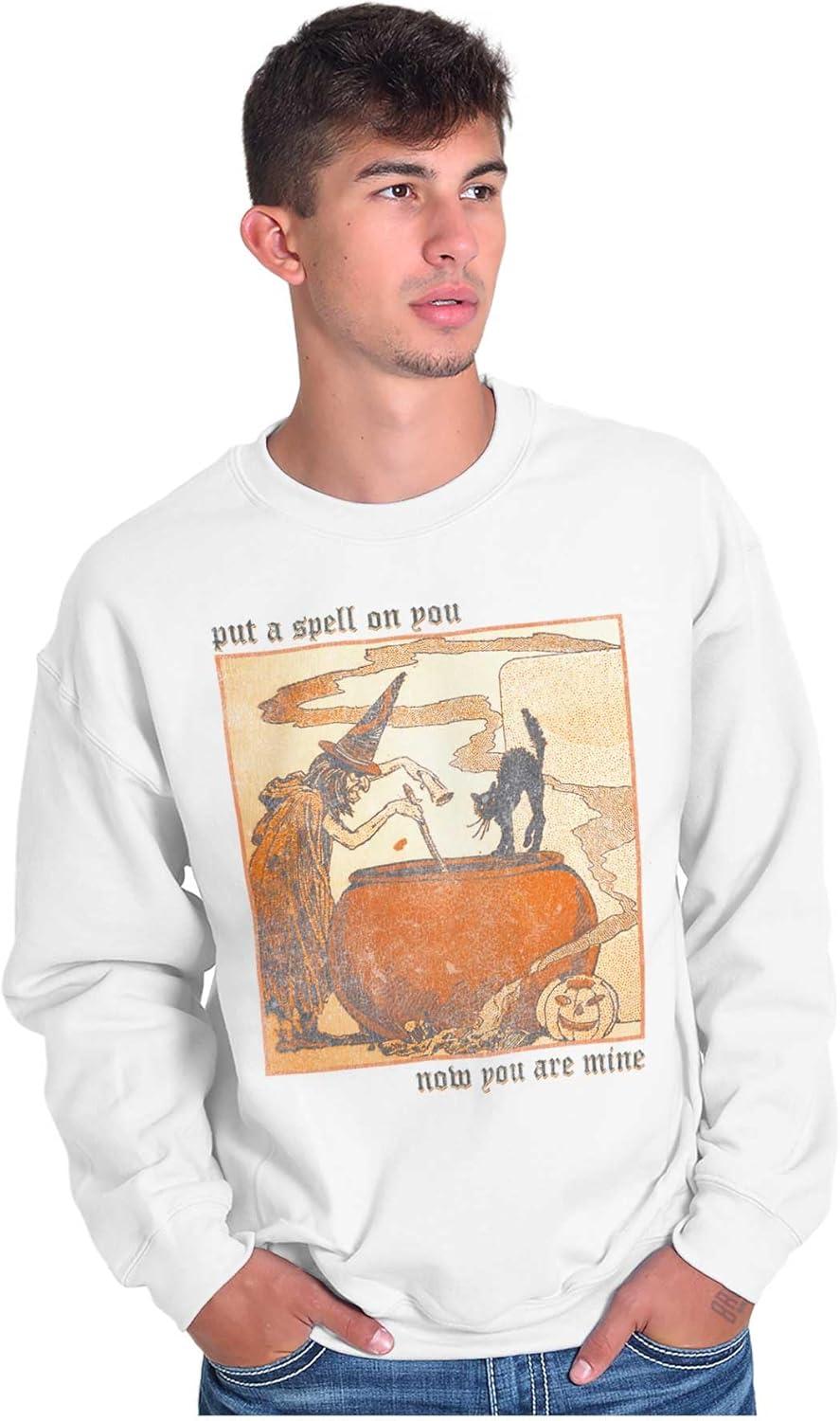imageBrisco Brands Vintage Halloween Witches Brew Sweatshirt for Men or WomenWhite