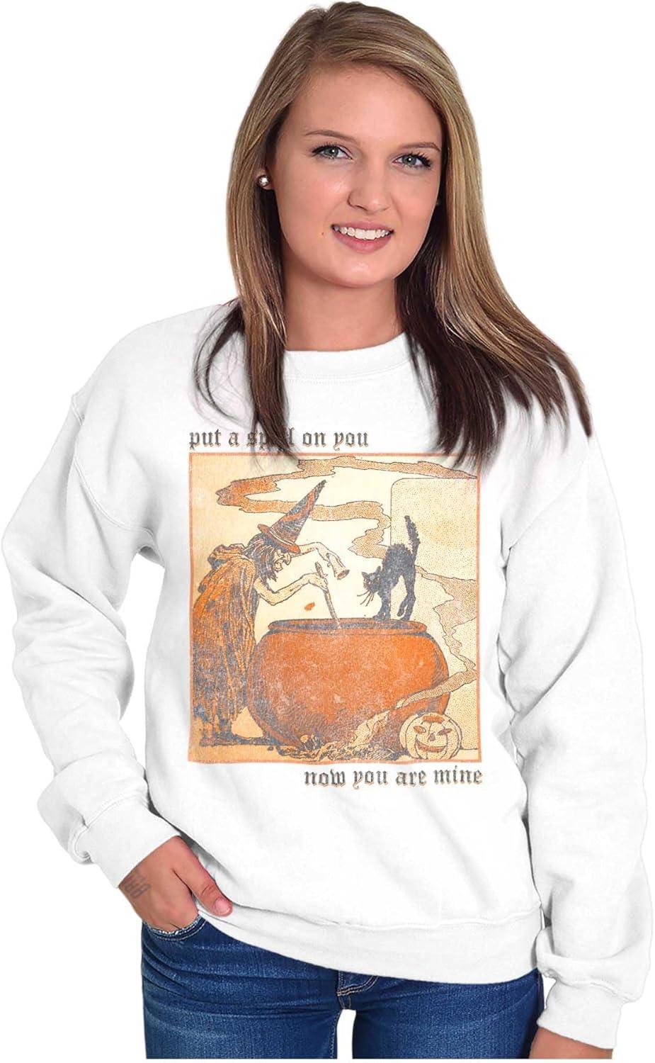 imageBrisco Brands Vintage Halloween Witches Brew Sweatshirt for Men or WomenWhite