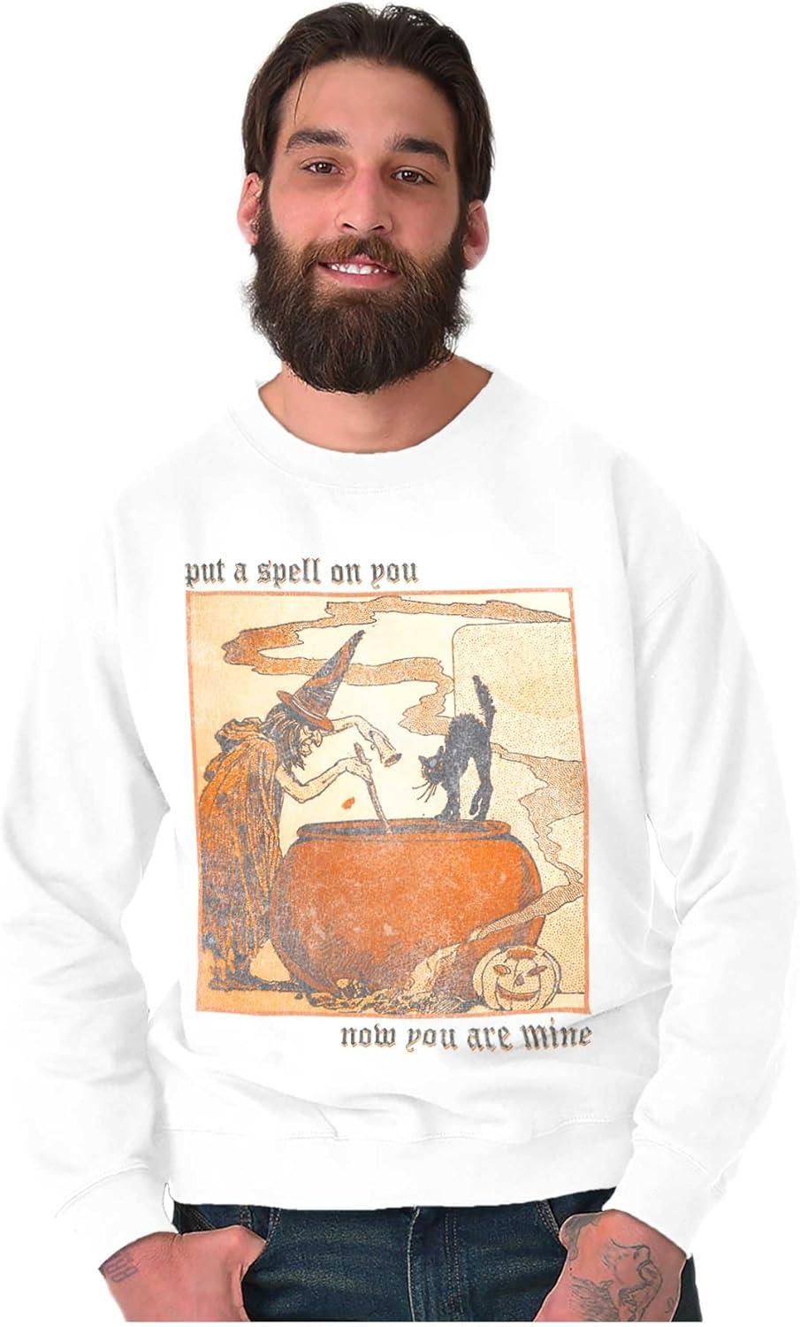 imageBrisco Brands Vintage Halloween Witches Brew Sweatshirt for Men or WomenWhite