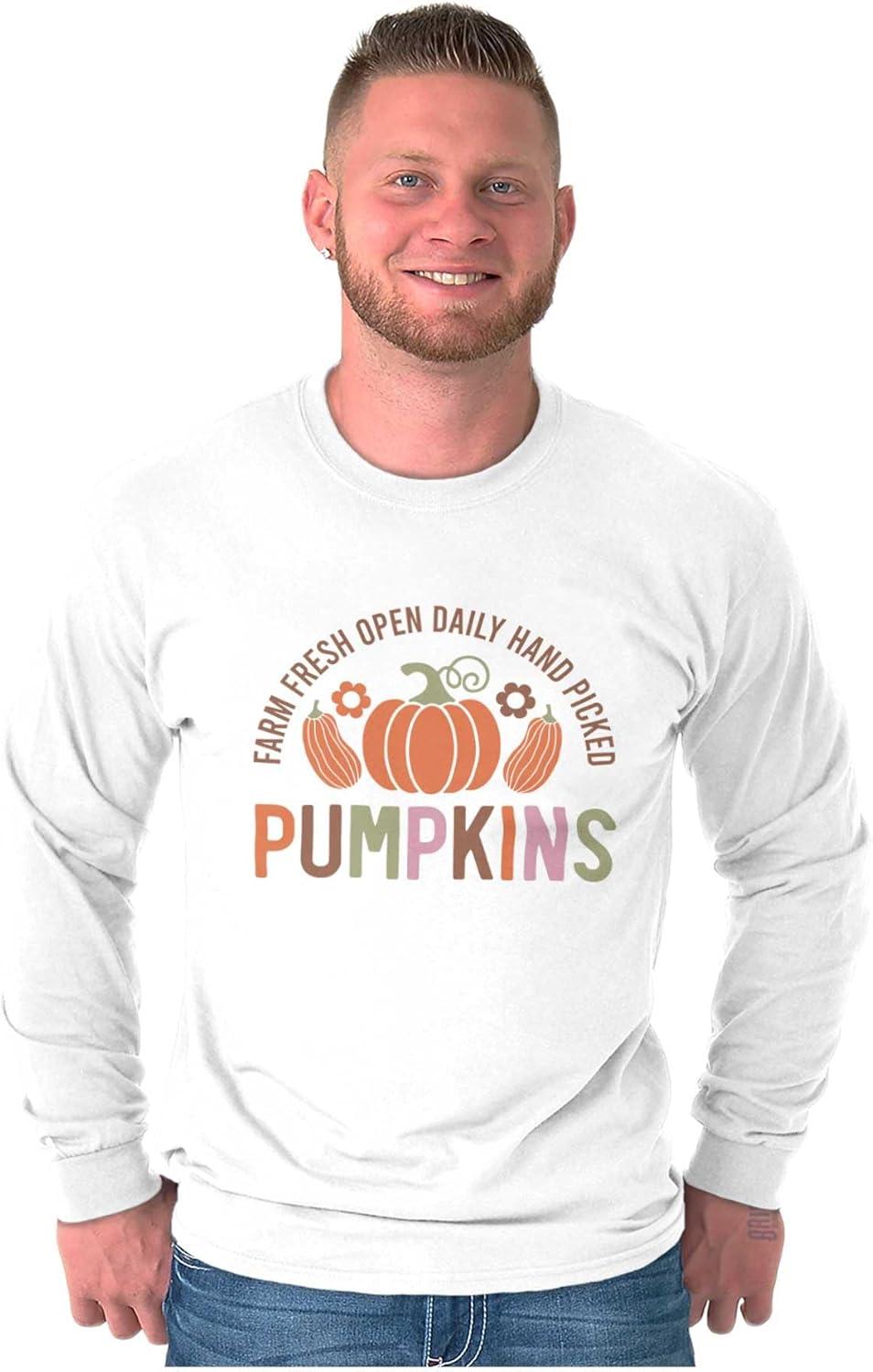 imageCute Fall Autumn Farm Fresh Pumpkins Long Sleeve Tshirt Men WomenWhite