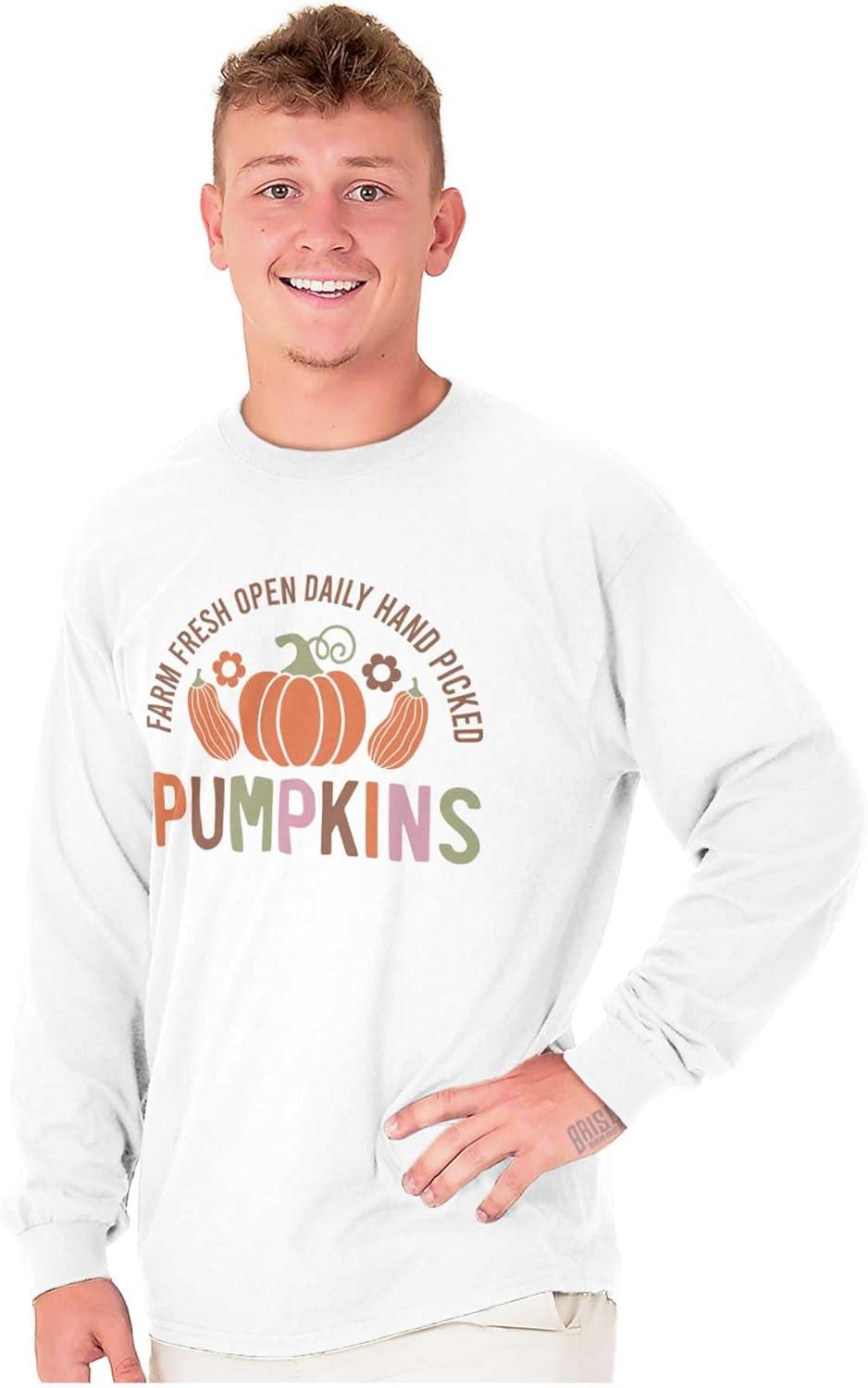 imageCute Fall Autumn Farm Fresh Pumpkins Long Sleeve Tshirt Men WomenWhite
