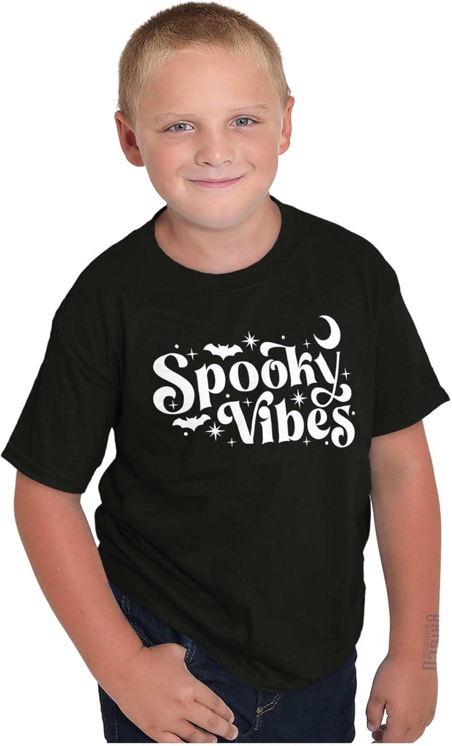 imageCute Halloween Witchy Spooky Vibes Crewneck T Shirts Boy GirlBlack