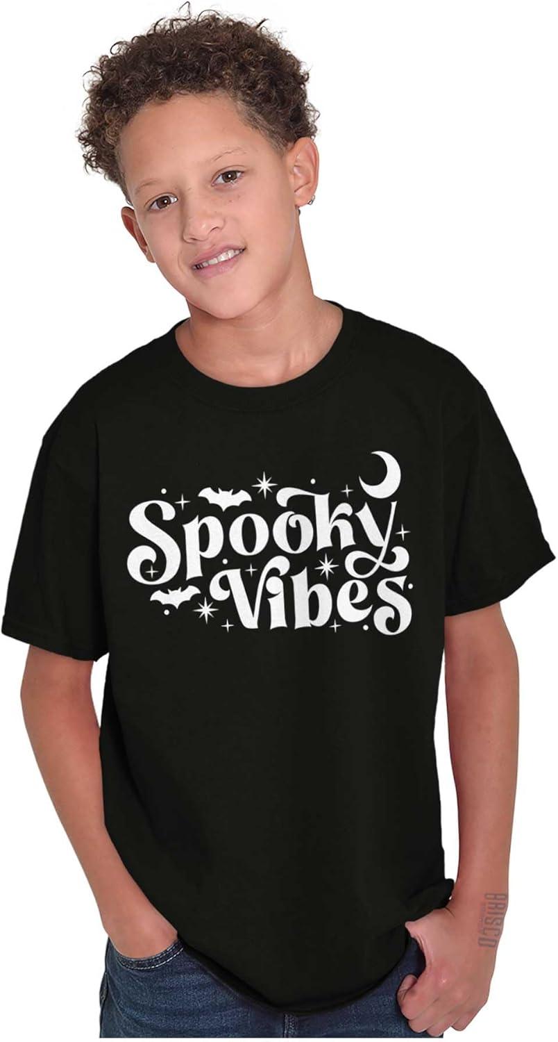 imageCute Halloween Witchy Spooky Vibes Crewneck T Shirts Boy GirlBlack