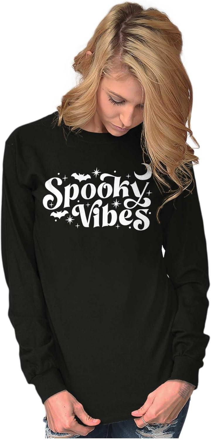imageCute Halloween Witchy Spooky Vibes Long Sleeve Tshirt Men WomenBlack