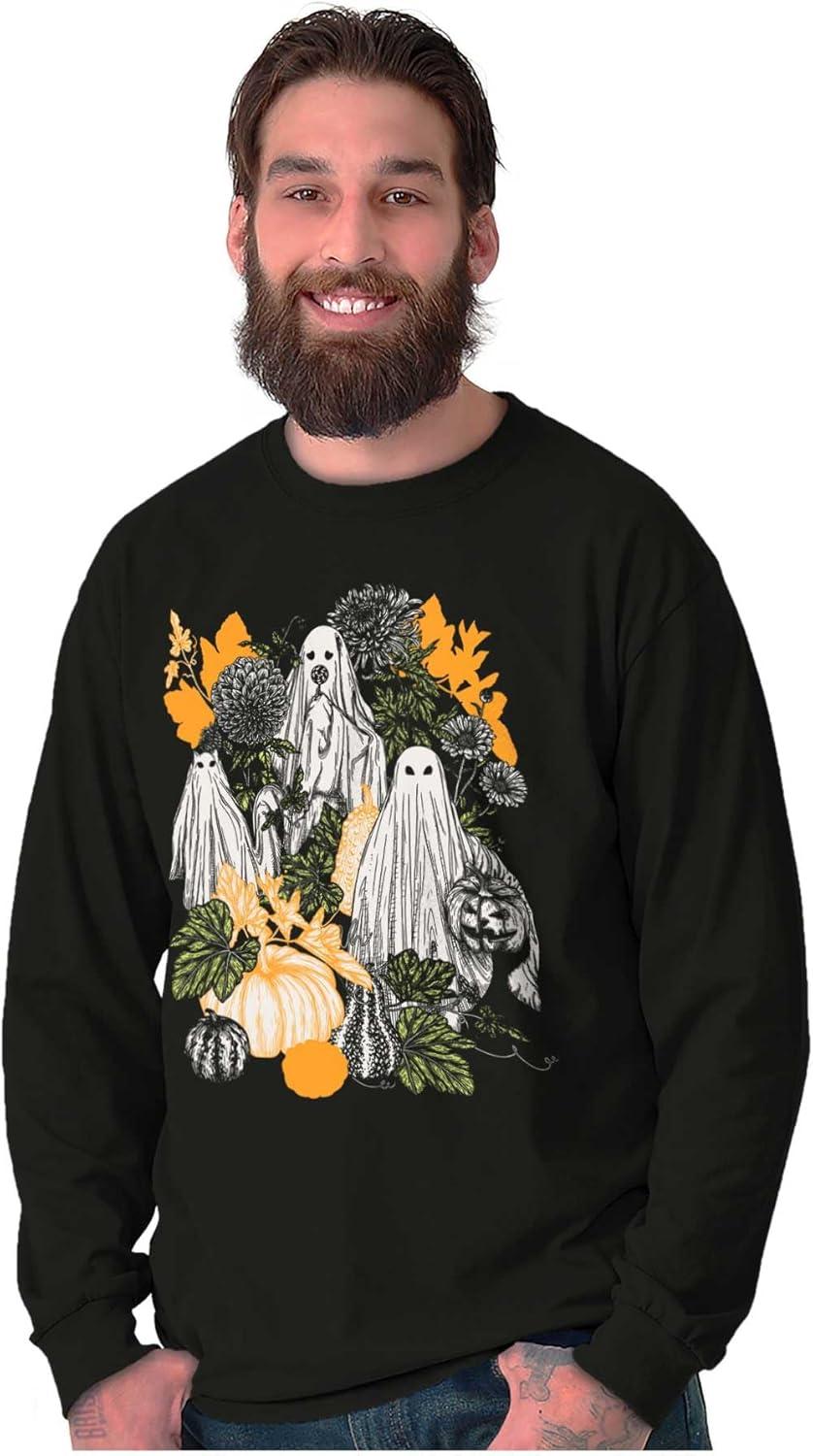 imageFall Autumn Ghosts and Pumpkins Long Sleeve Tshirt Men WomenBlack