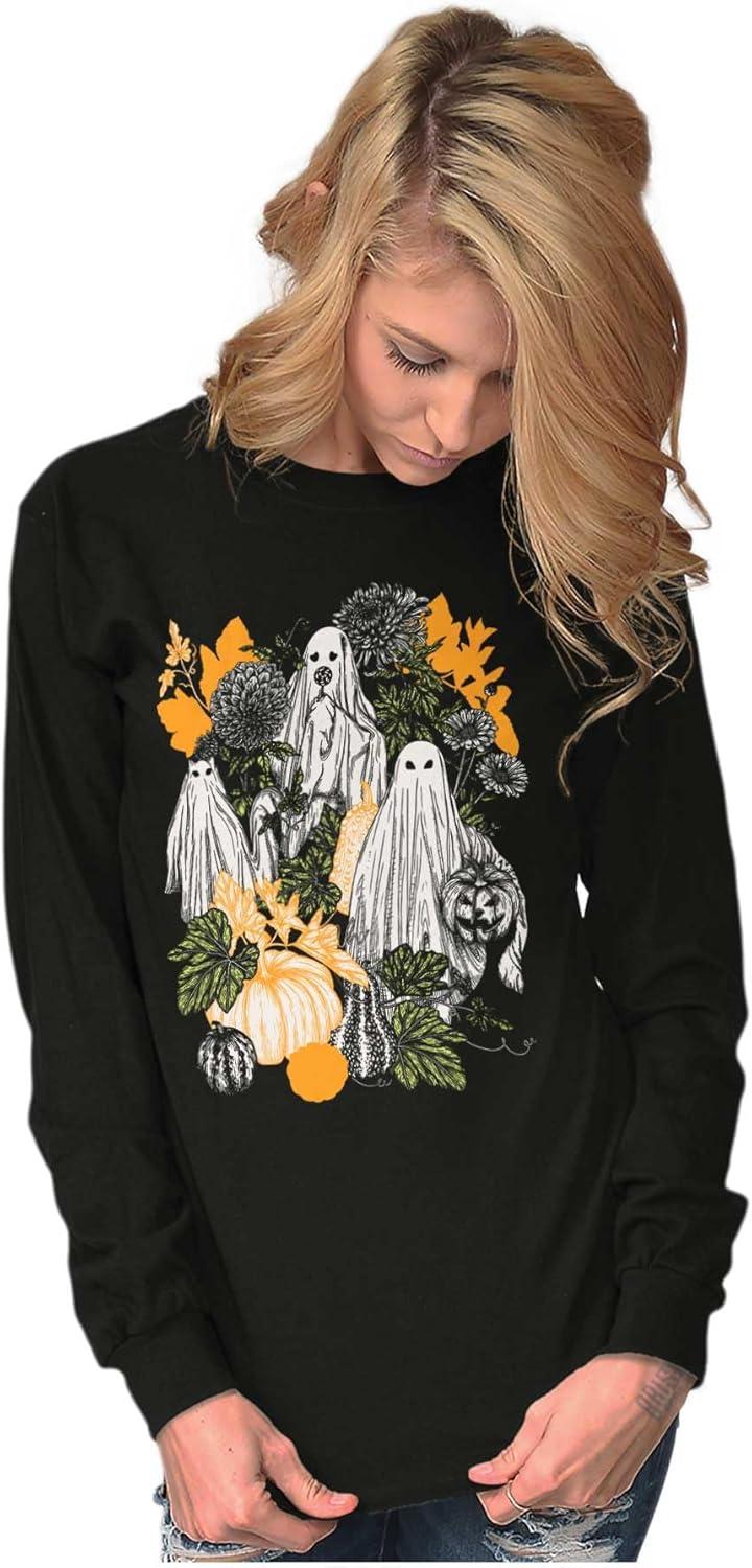 imageFall Autumn Ghosts and Pumpkins Long Sleeve Tshirt Men WomenBlack