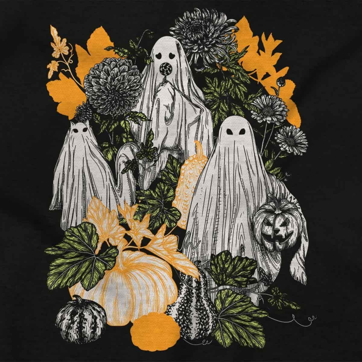 imageFall Autumn Ghosts and Pumpkins Womens Slim Fit Graphic TeeBlack