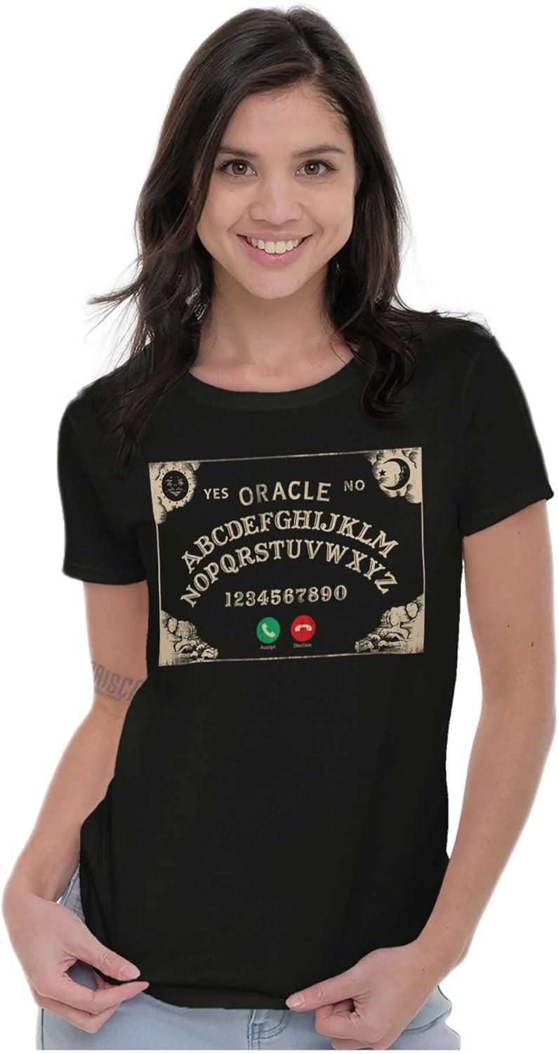 imageFunny Halloween Calling Evil Spirits Womens Slim Fit Graphic TeeBlack