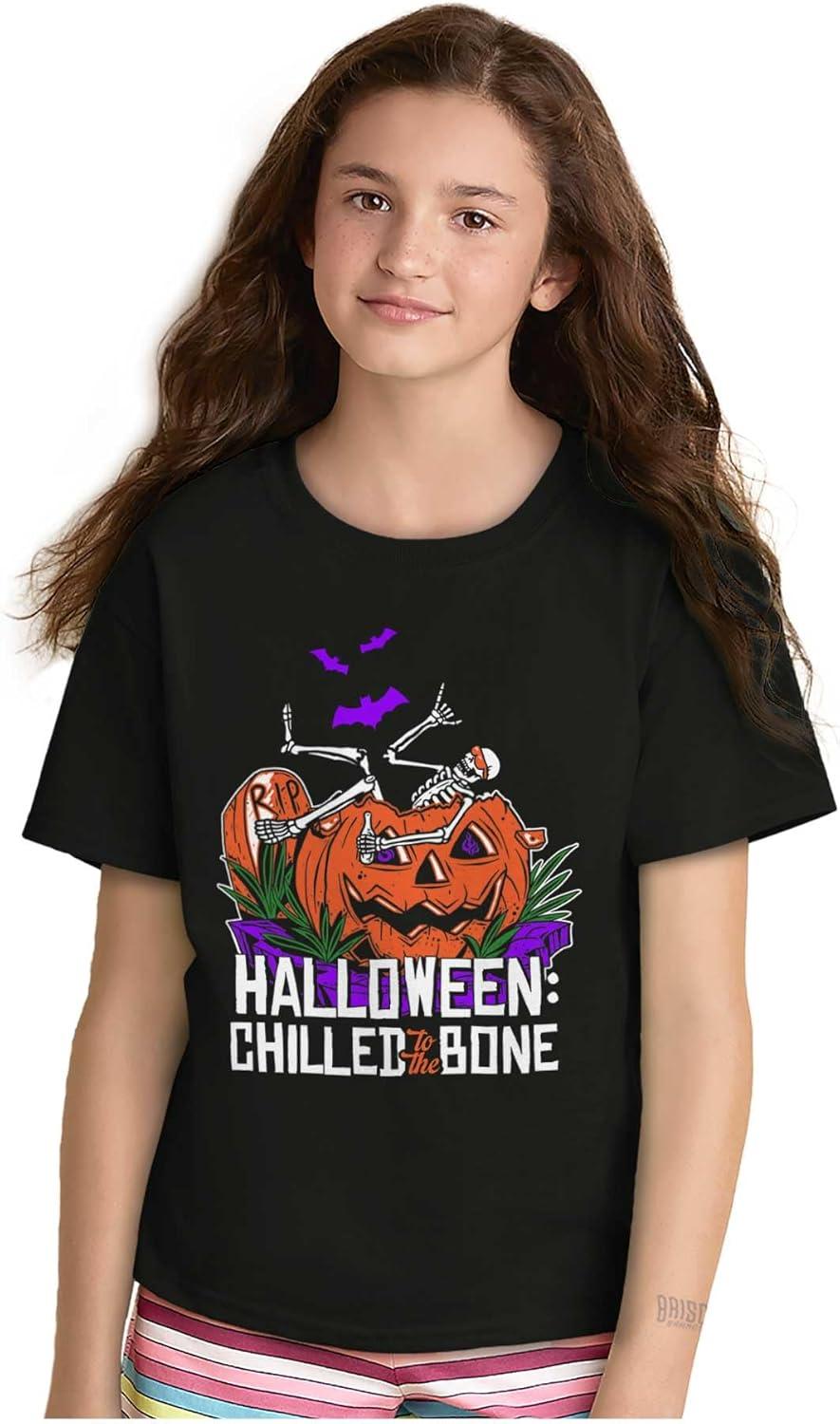 imageFunny Halloween Chilled to The Bone Crewneck T Shirts Boy GirlBlack