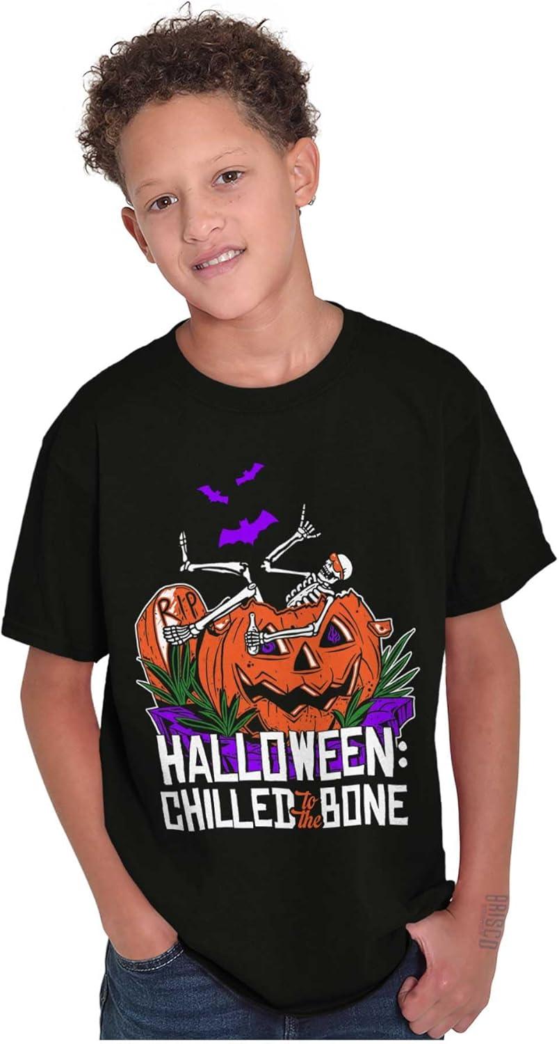 imageFunny Halloween Chilled to The Bone Crewneck T Shirts Boy GirlBlack