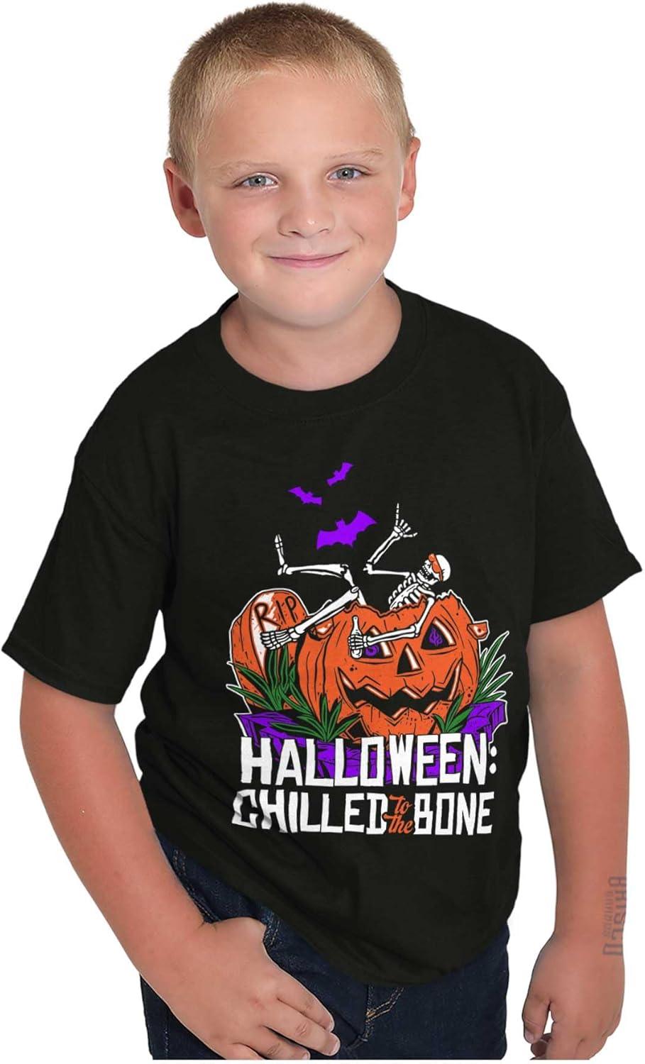 imageFunny Halloween Chilled to The Bone Crewneck T Shirts Boy GirlBlack
