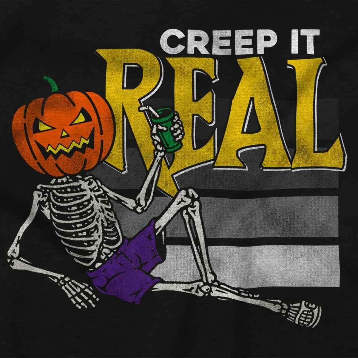 imageFunny Halloween Creep It Real Joke Crewneck T Shirts Boy GirlBlack