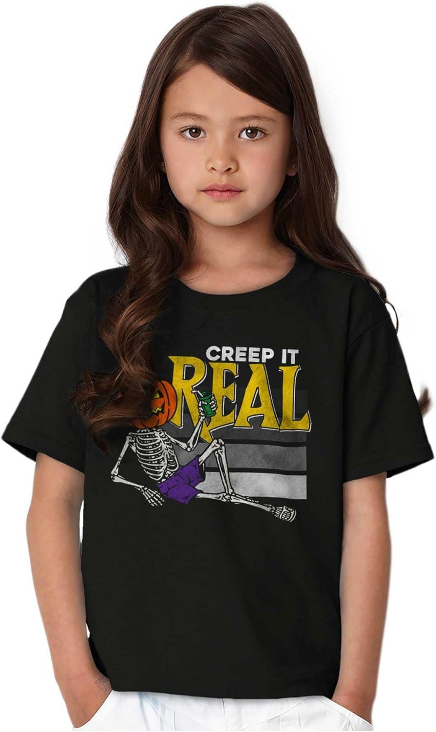 imageFunny Halloween Creep It Real Joke Crewneck T Shirts Boy GirlBlack
