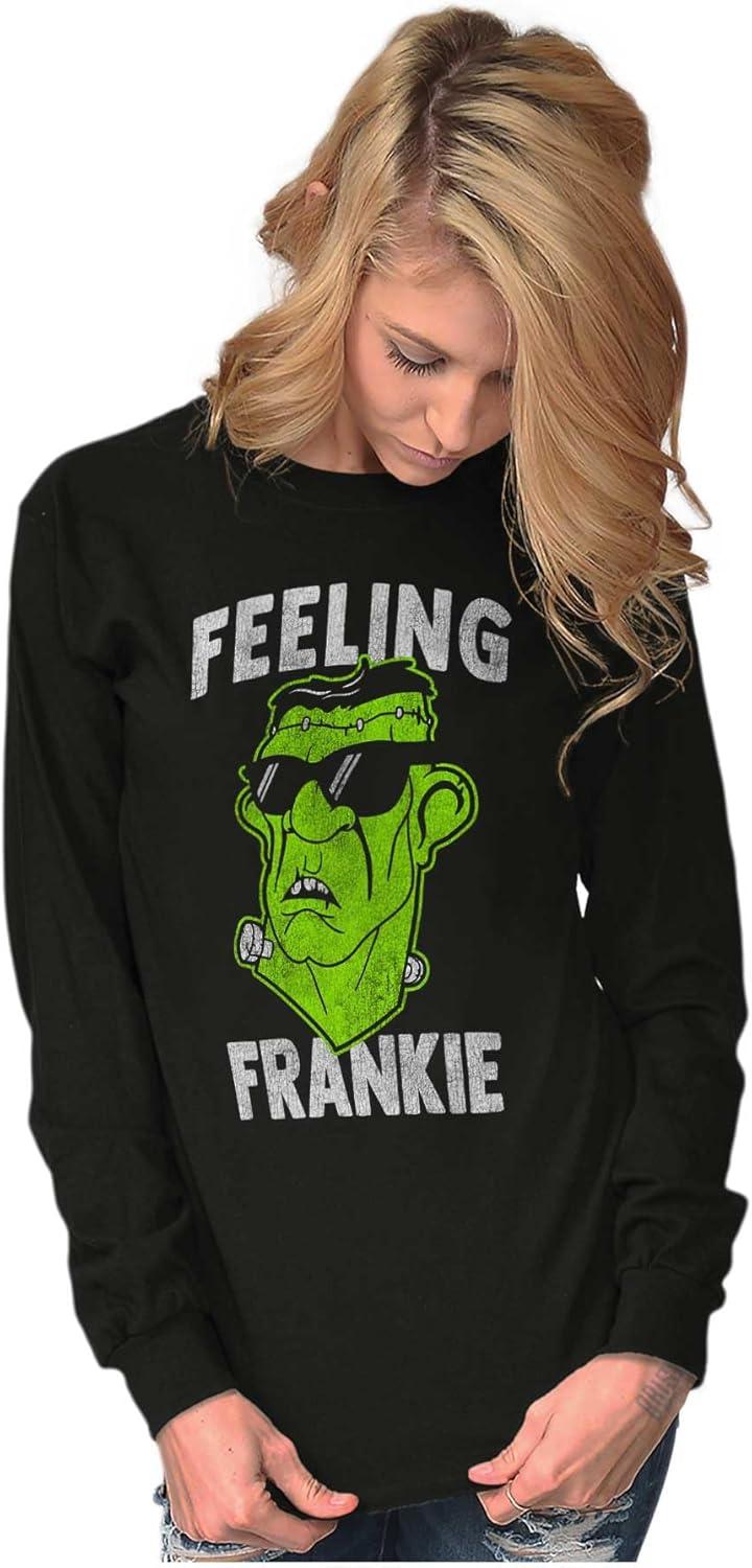 imageFunny Halloween Feeling Frankie Long Sleeve Tshirt Men WomenBlack