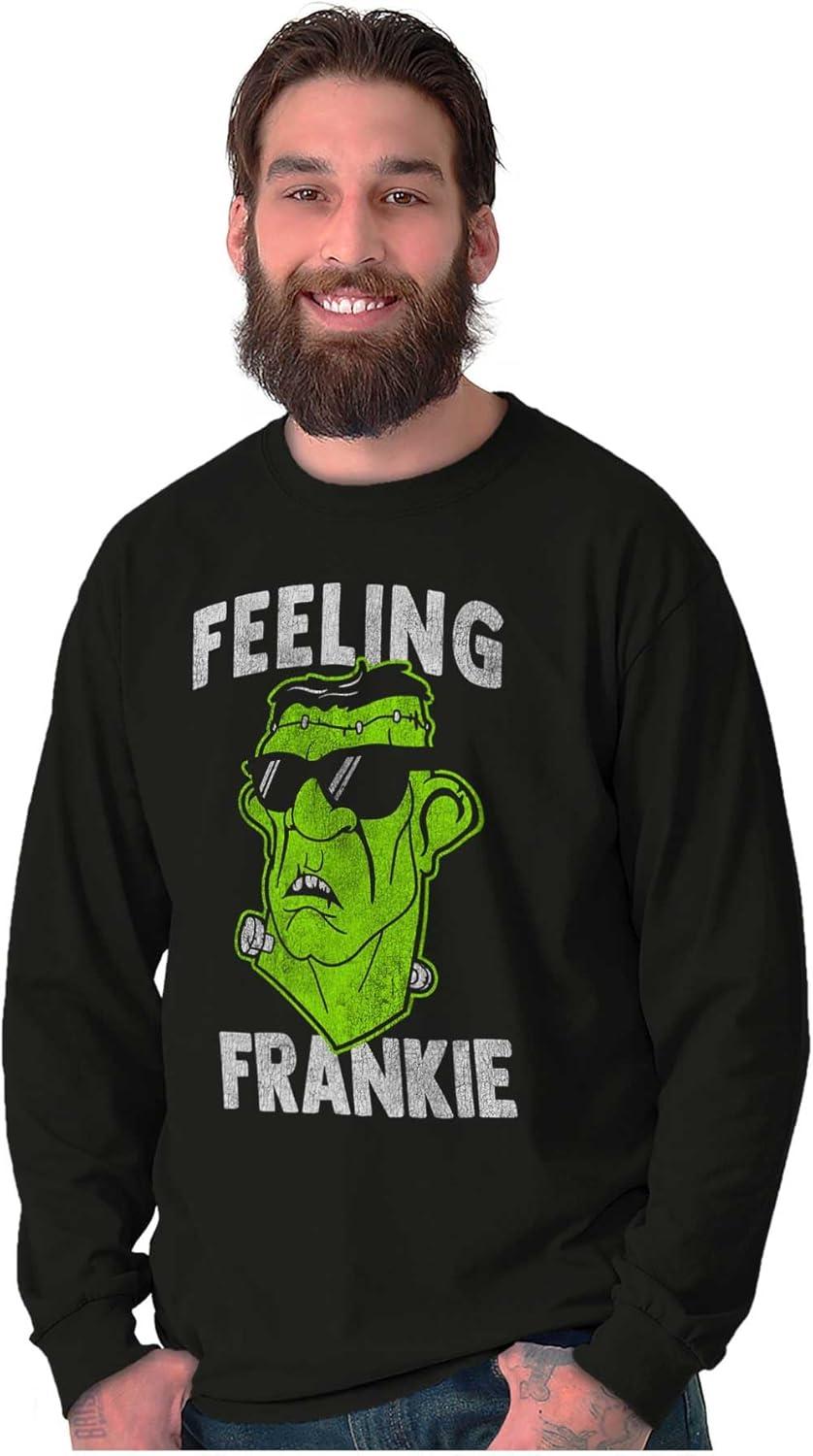 imageFunny Halloween Feeling Frankie Long Sleeve Tshirt Men WomenBlack