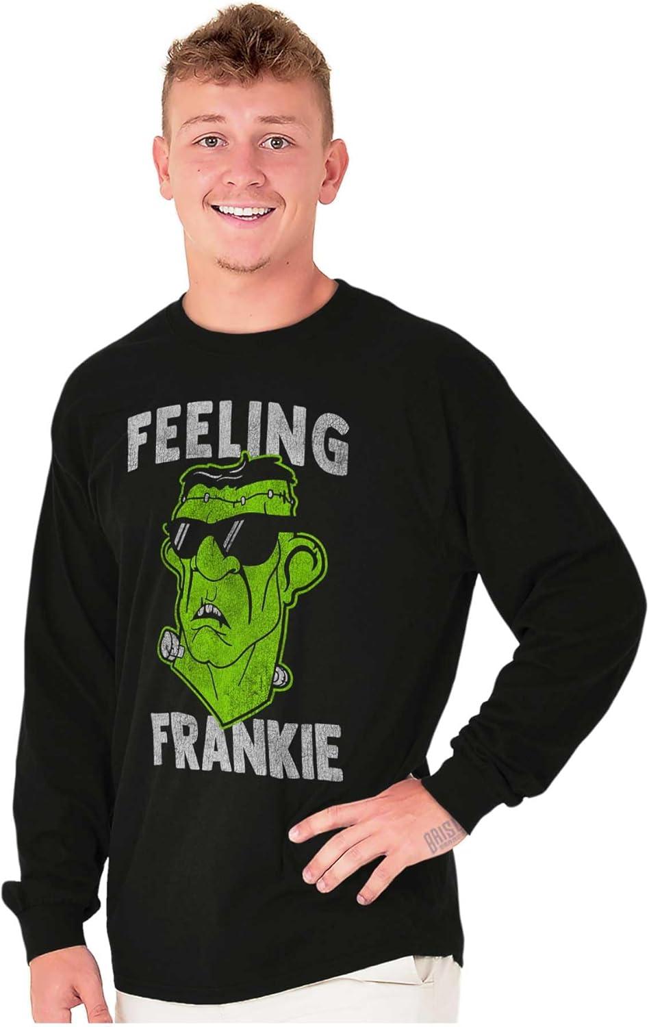 imageFunny Halloween Feeling Frankie Long Sleeve Tshirt Men WomenBlack