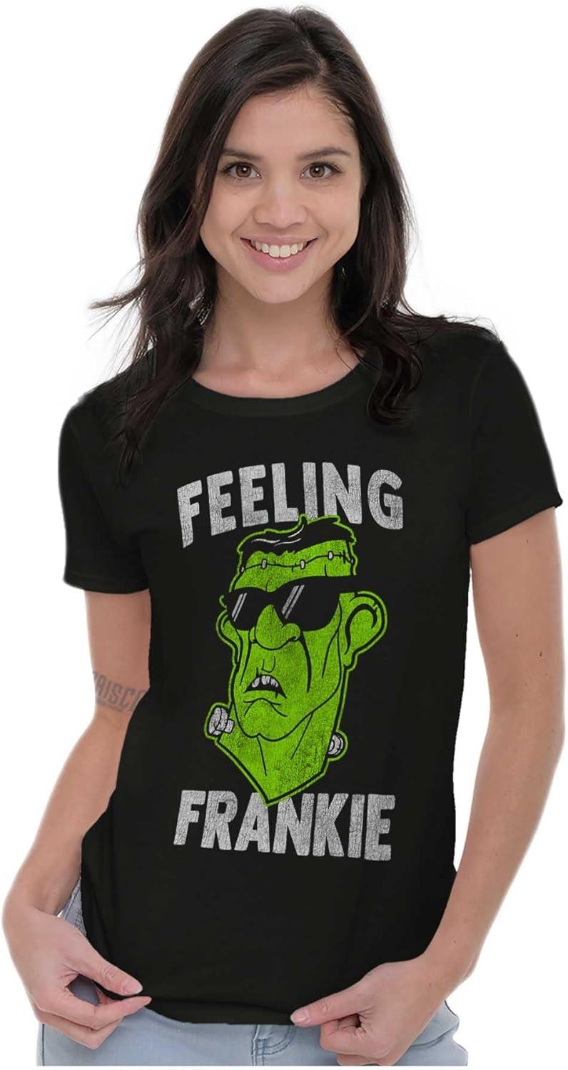 imageFunny Halloween Feeling Frankie Womens Slim Fit Graphic TeeBlack