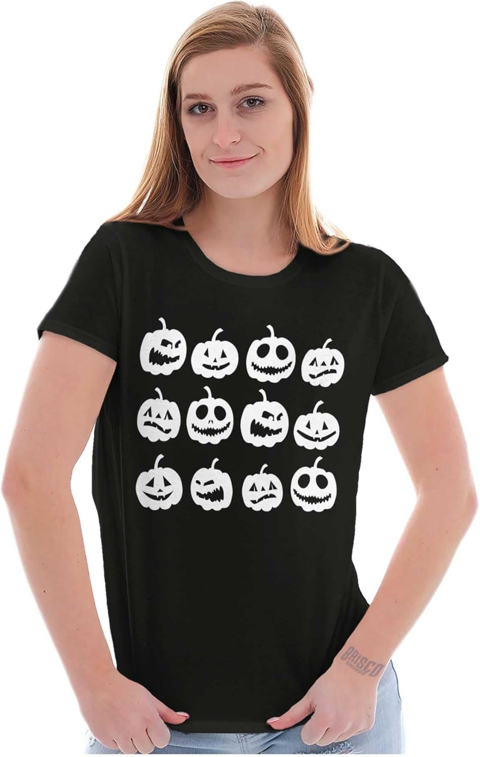imageFunny Halloween Jack O Lanterns Womens Slim Fit Graphic TeeBlack