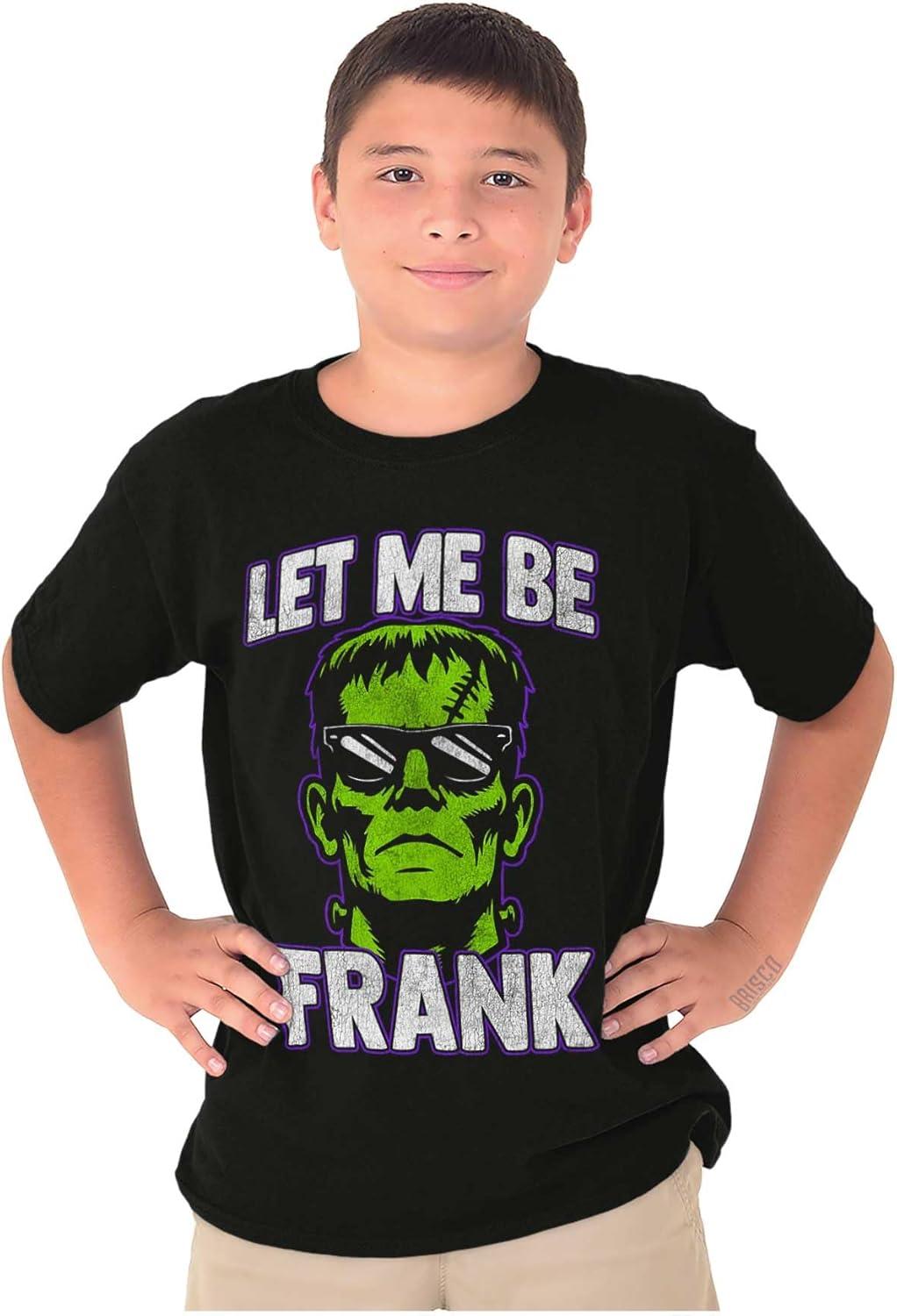 imageFunny Halloween Let Me Be Frank Crewneck T Shirts Boy GirlBlack