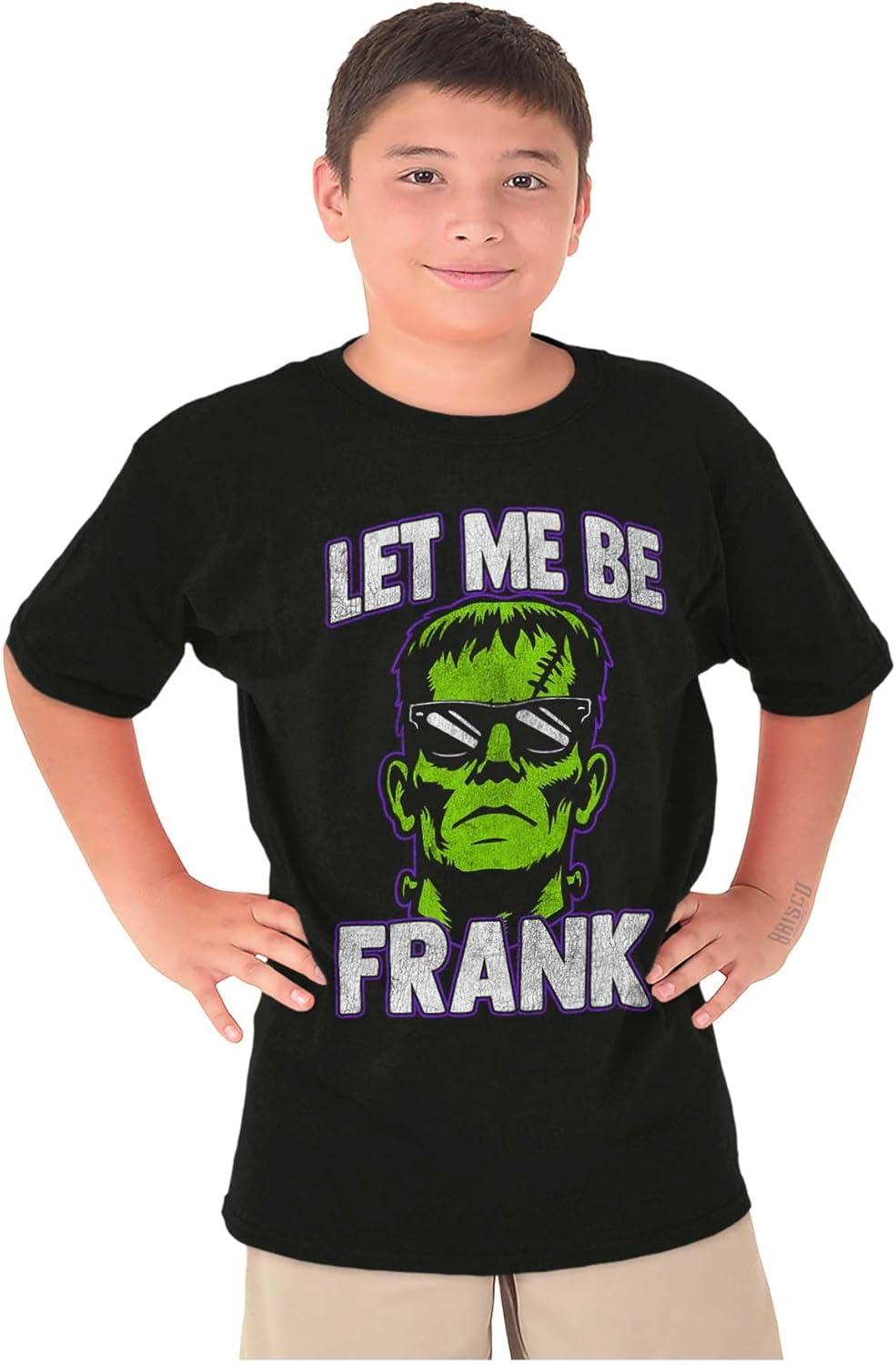 imageFunny Halloween Let Me Be Frank Crewneck T Shirts Boy GirlBlack