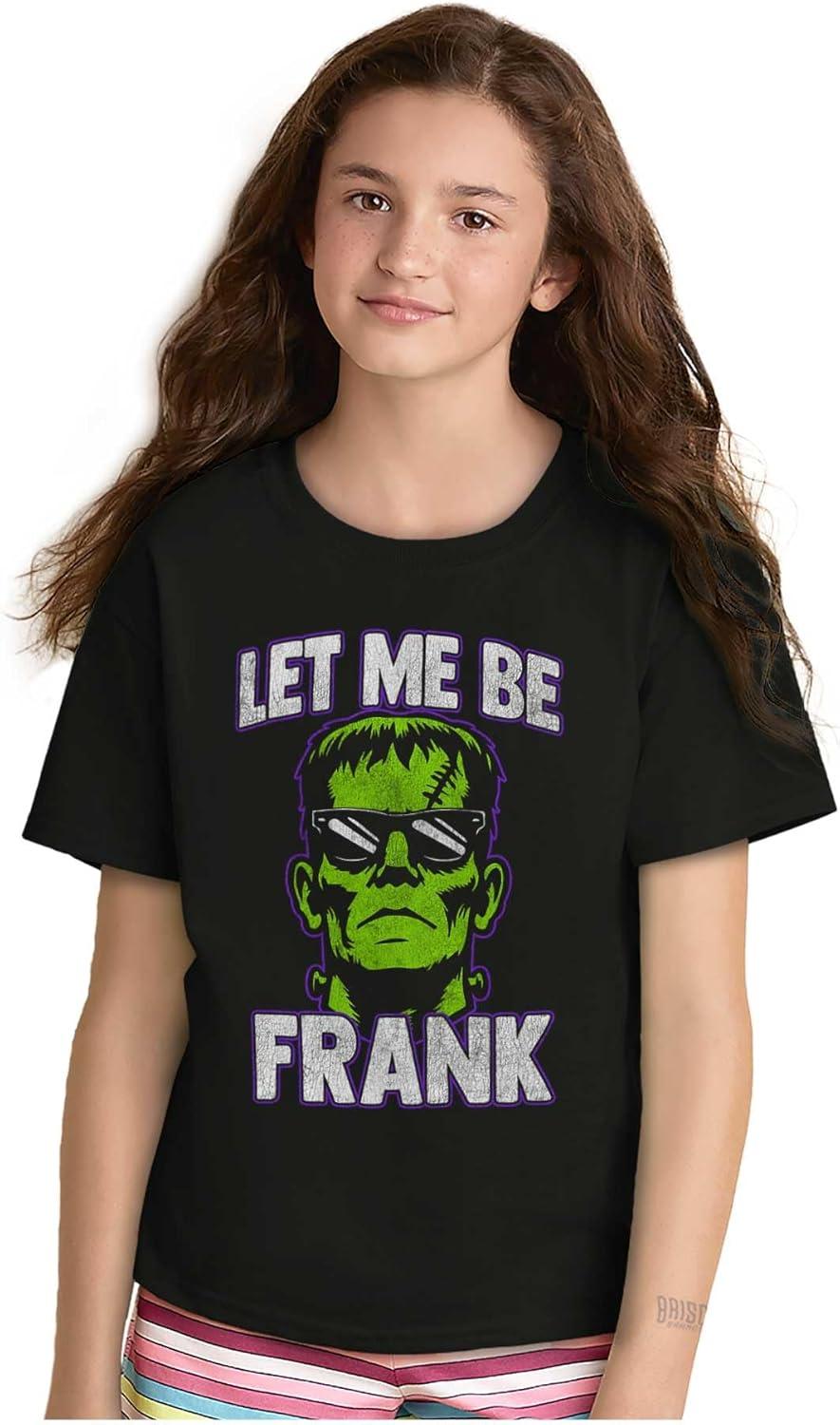 imageFunny Halloween Let Me Be Frank Crewneck T Shirts Boy GirlBlack