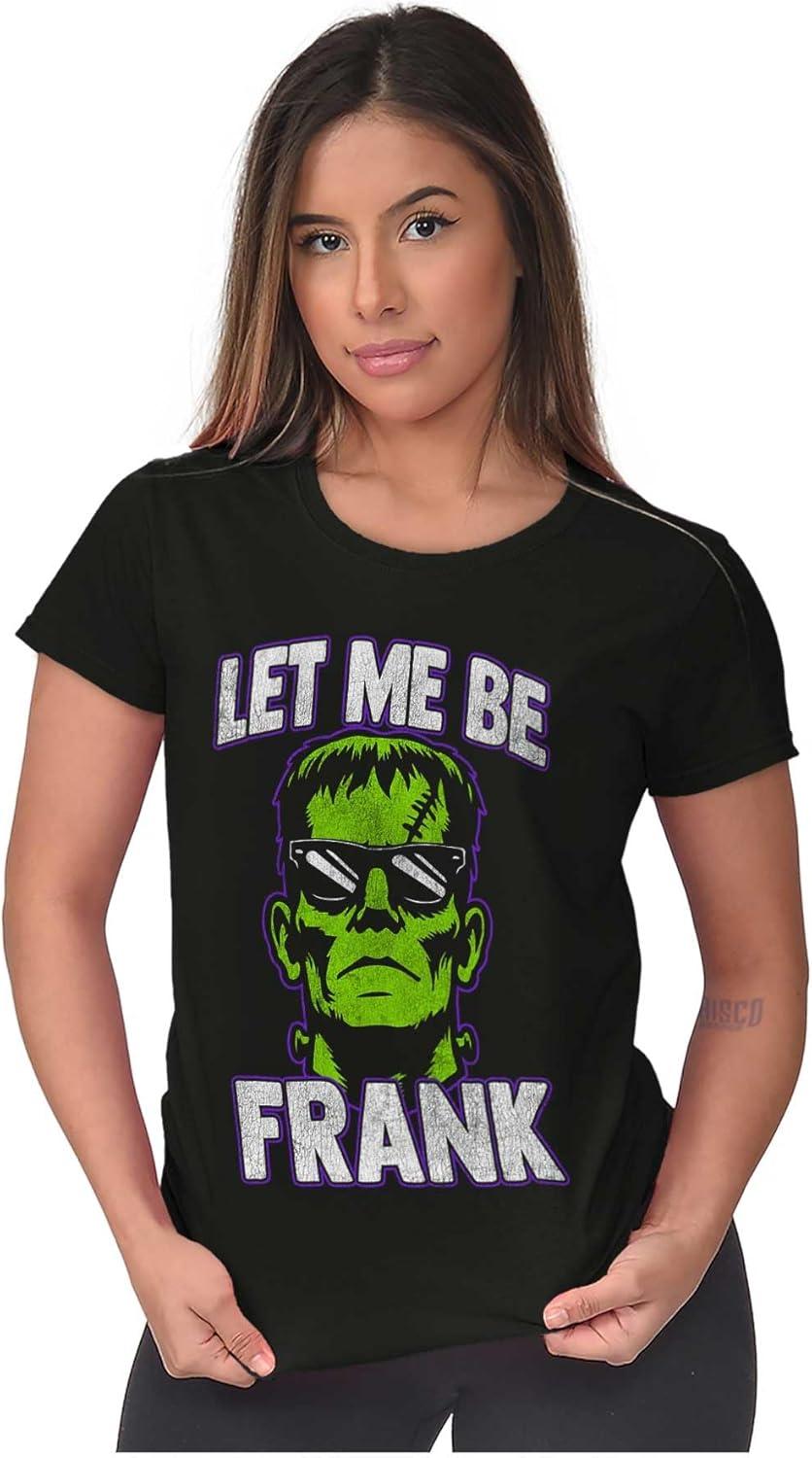 imageFunny Halloween Let Me Be Frank Womens Slim Fit Graphic TeeBlack