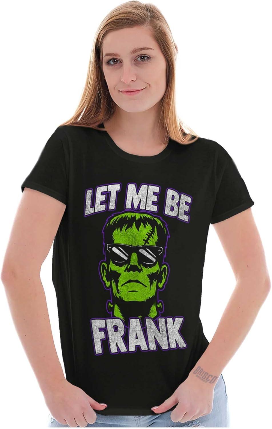imageFunny Halloween Let Me Be Frank Womens Slim Fit Graphic TeeBlack