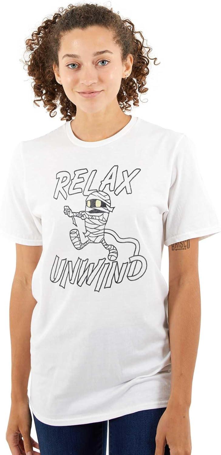 imageFunny Halloween Mummy Relax Unwind Graphic T Shirt Men or WomenWhite