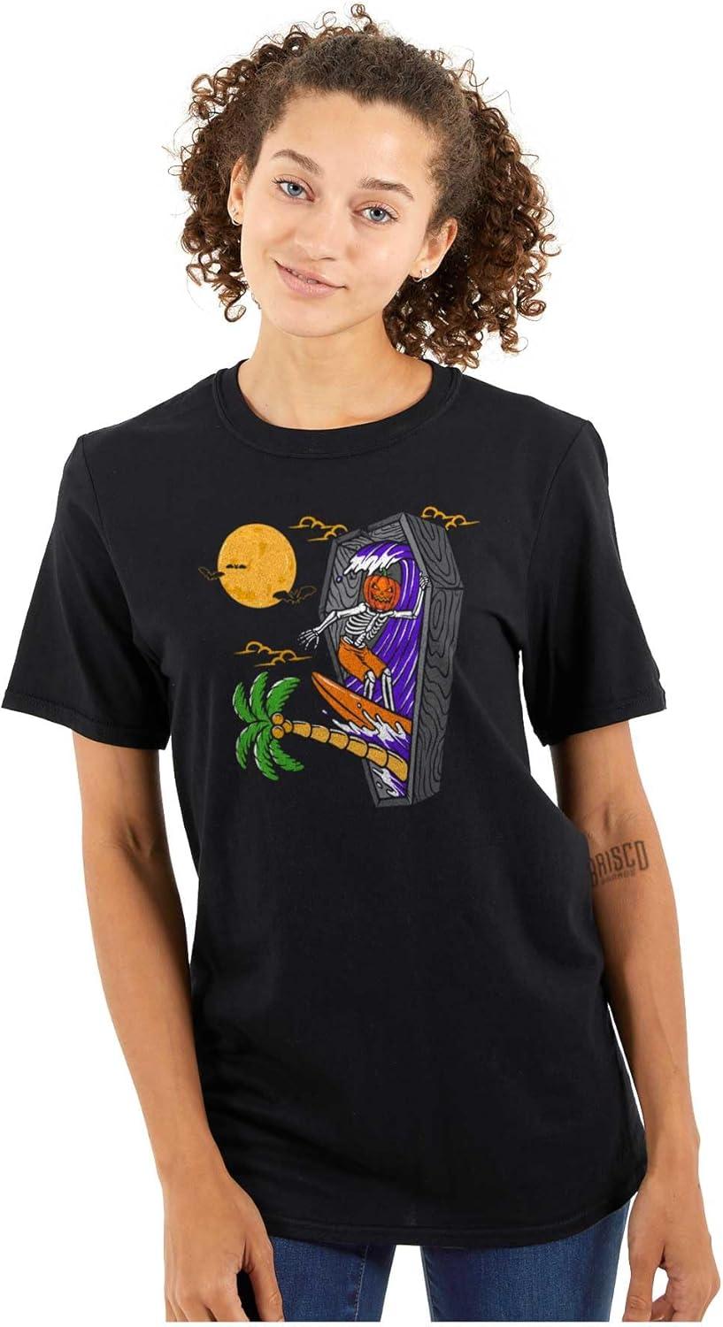 imageFunny Halloween Surfing Skeleton Graphic T Shirt Men or WomenBlack
