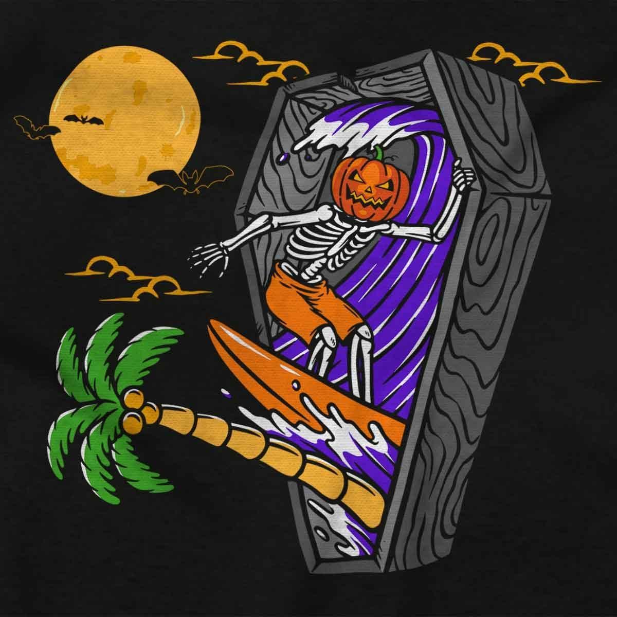 imageFunny Halloween Surfing Skeleton Graphic T Shirt Men or WomenBlack