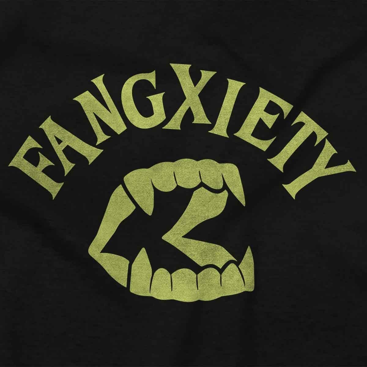 imageFunny Halloween Vampire Fang Anxiety Womens Slim Fit Graphic TeeBlack