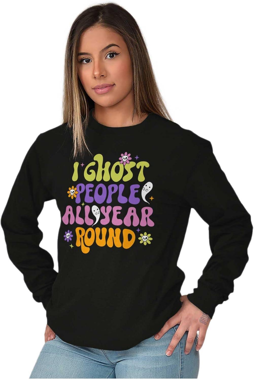 imageFunny I Ghost People All Year Round Womens Long Sleeve T ShirtBlack