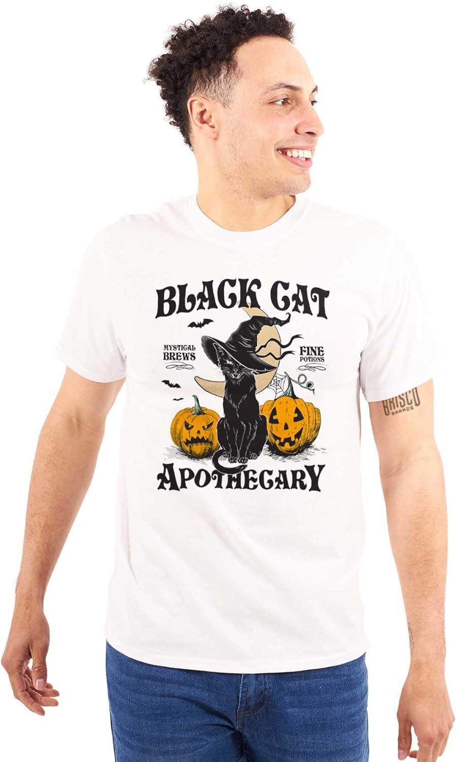 imageHalloween Black Cat Apothecary Graphic T Shirt Men or WomenWhite