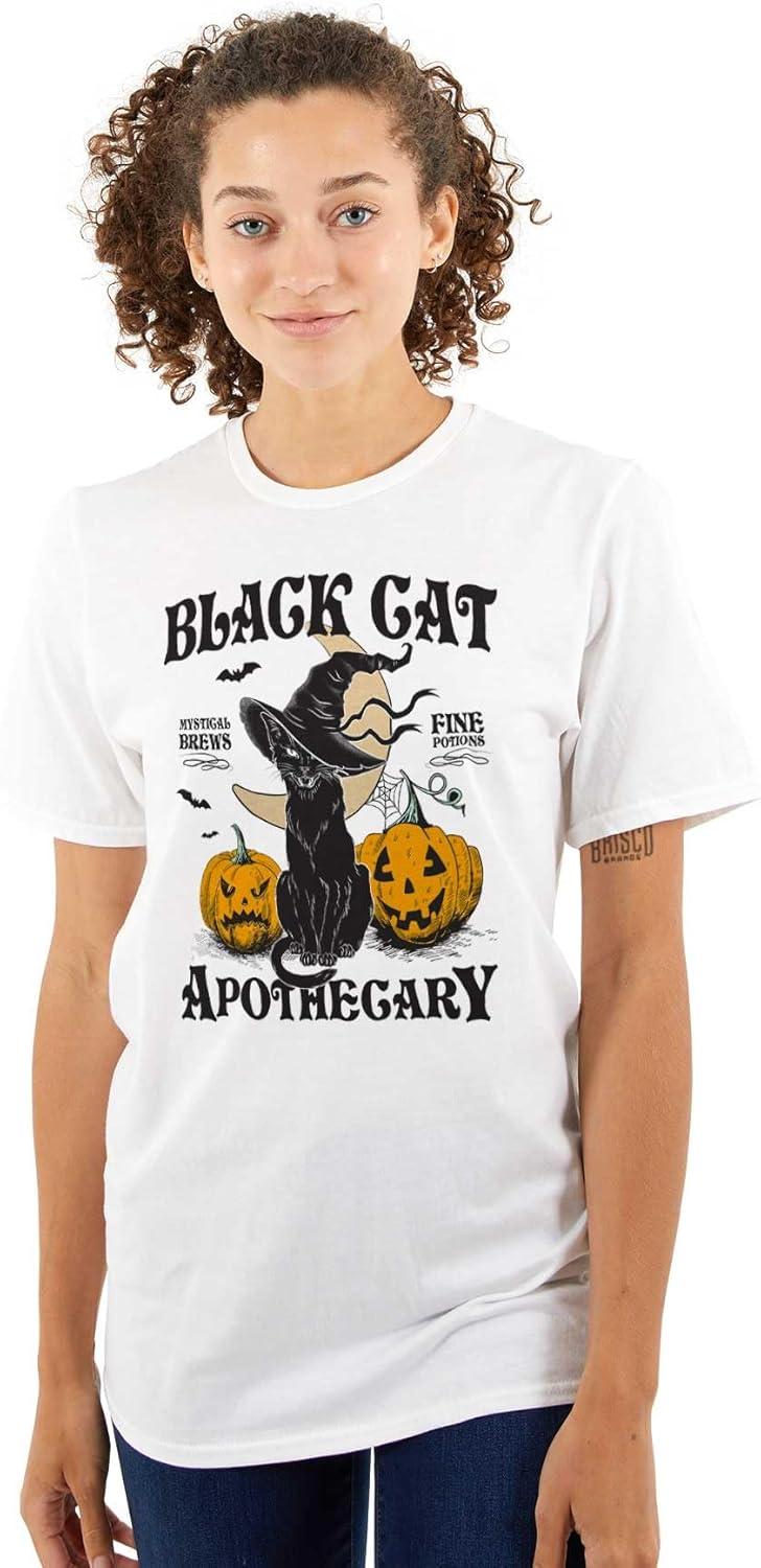 imageHalloween Black Cat Apothecary Graphic T Shirt Men or WomenWhite