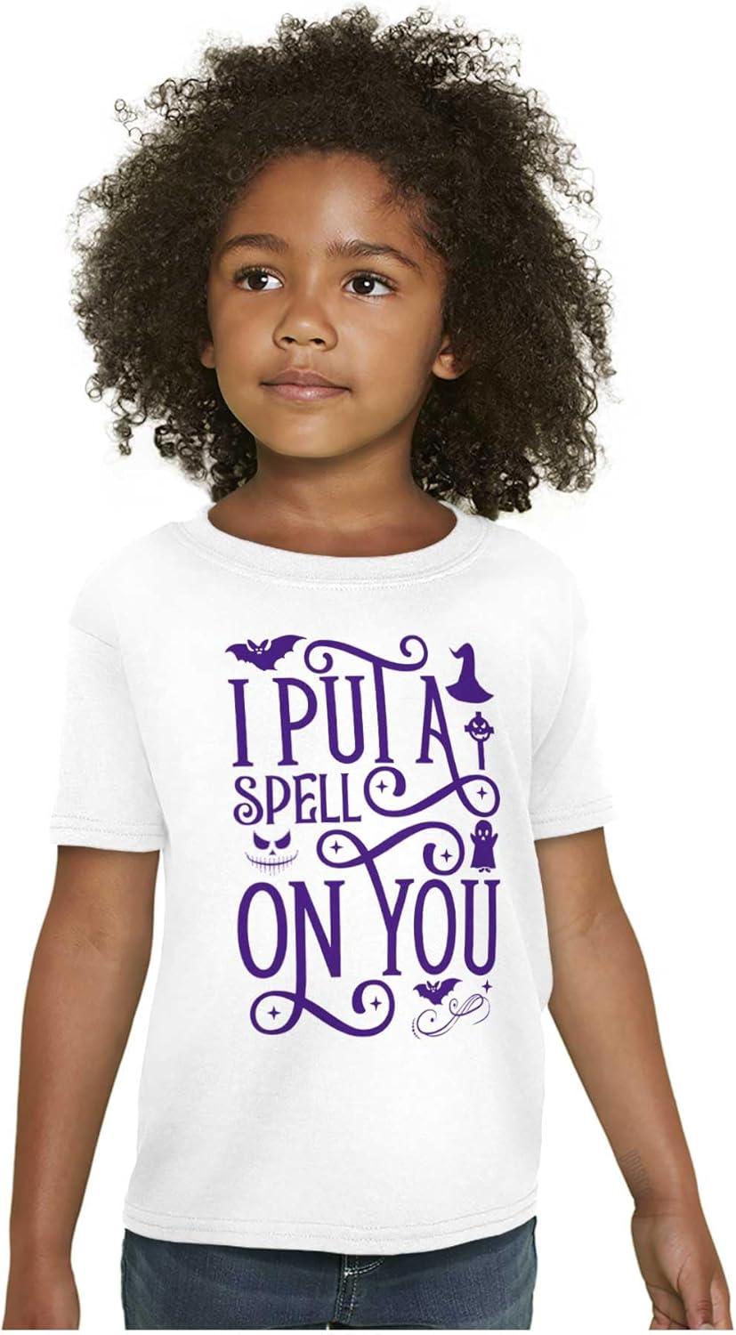 imageHalloween I Put A Spell On You Witch Girls Kids T Shirt TeesWhite