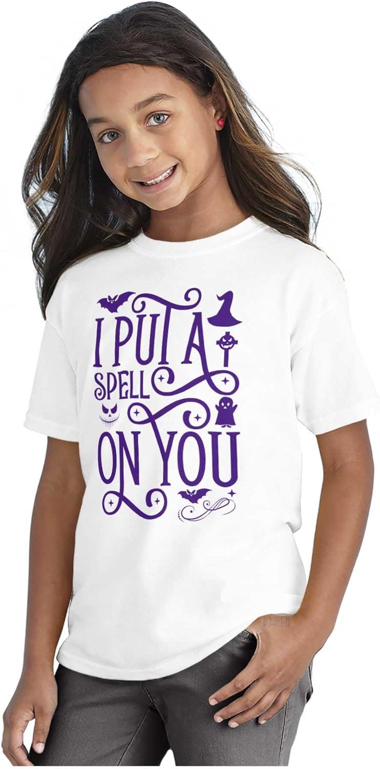 imageHalloween I Put A Spell On You Witch Girls Kids T Shirt TeesWhite