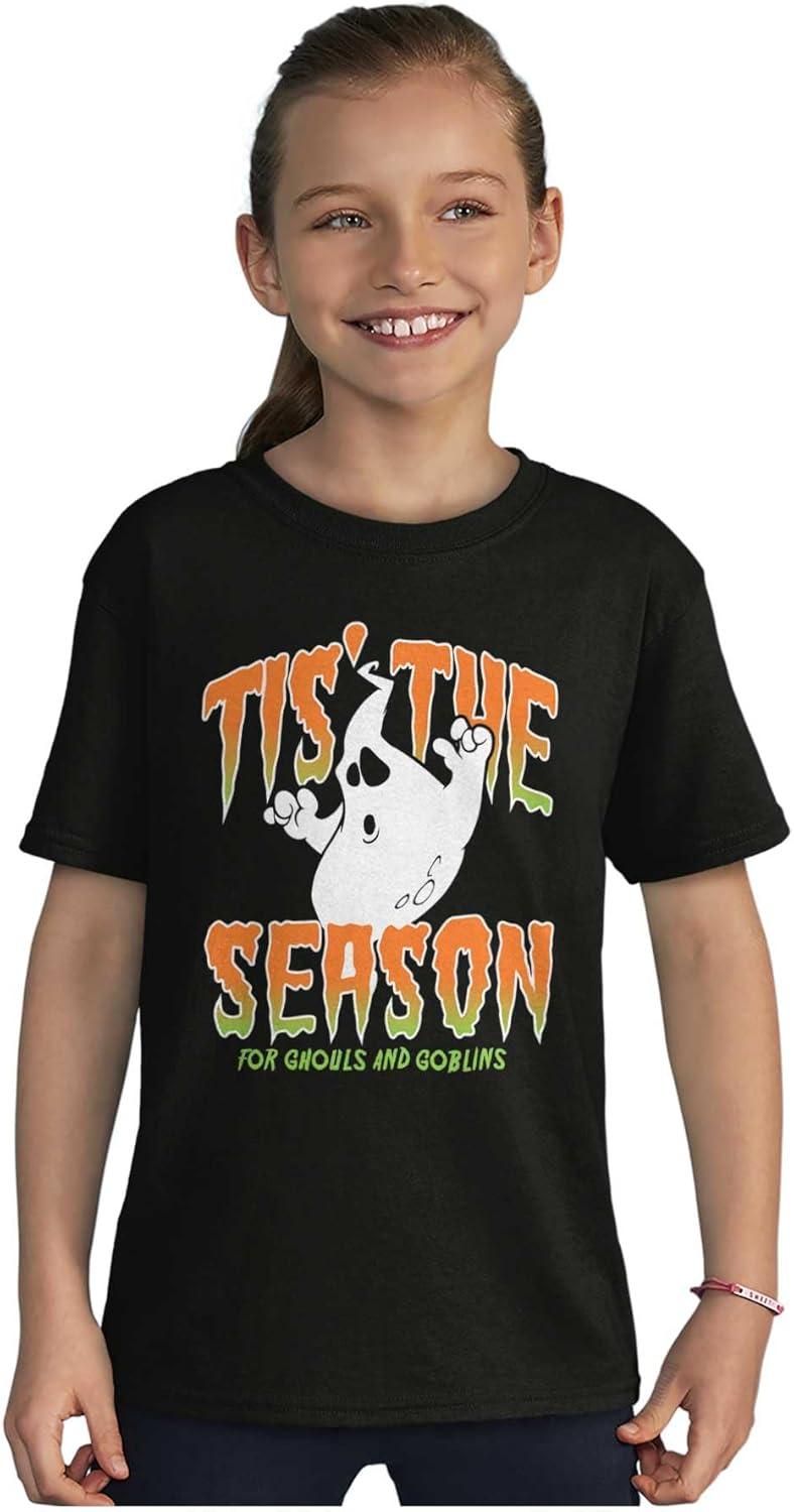 imageHalloween Season of Ghouls Goblins Crewneck T Shirts Boy GirlBlack