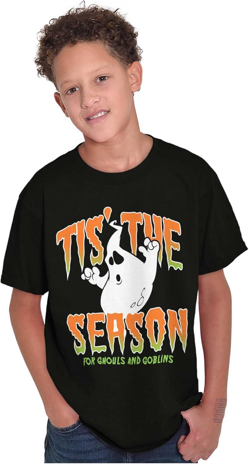 imageHalloween Season of Ghouls Goblins Crewneck T Shirts Boy GirlBlack