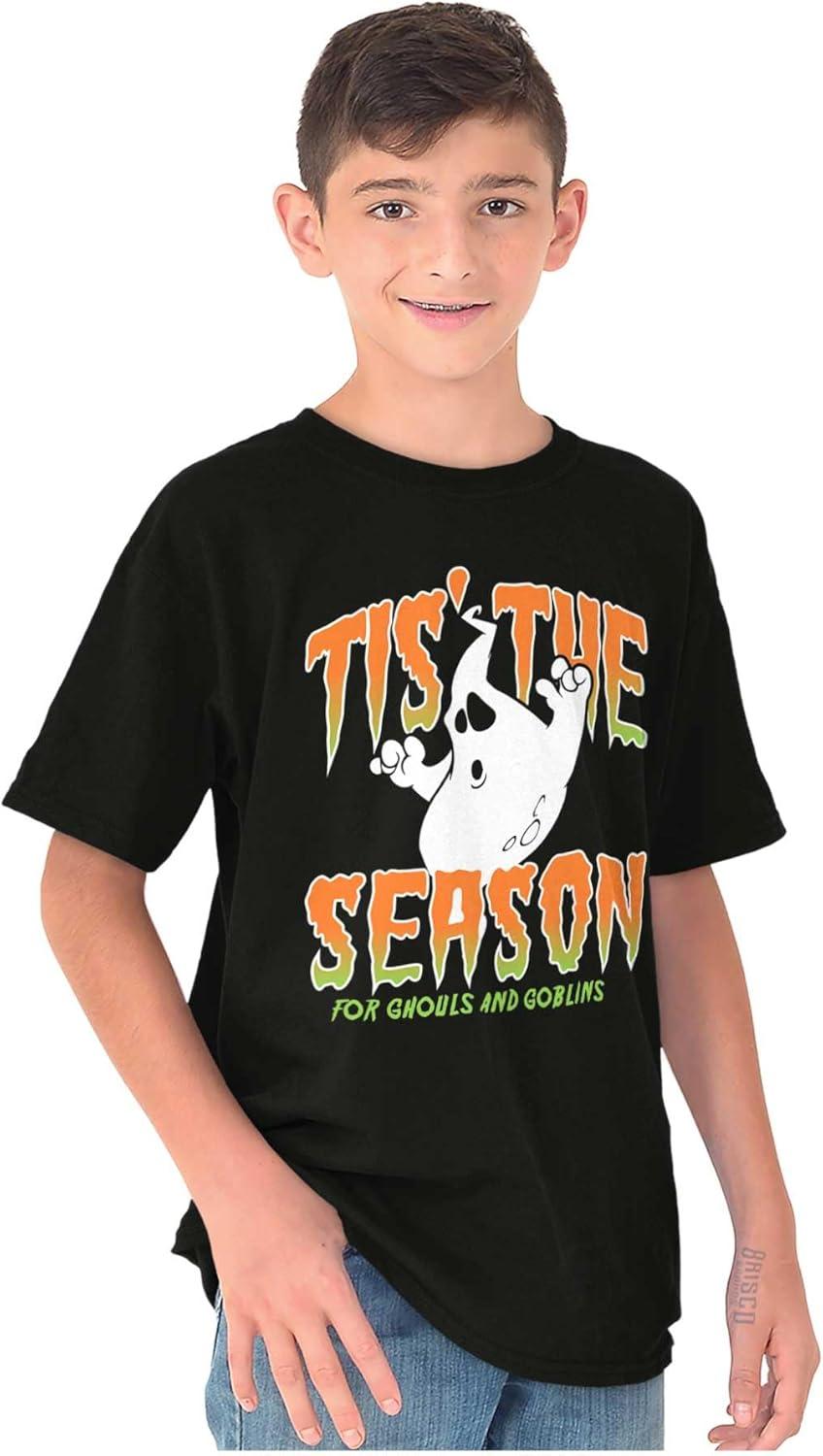 imageHalloween Season of Ghouls Goblins Crewneck T Shirts Boy GirlBlack