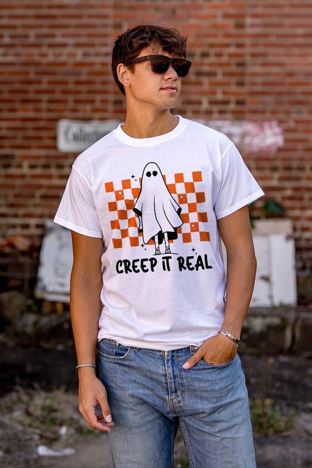 imageHalloween Spooky Ghost Creep It Real Graphic T Shirt Men or WomenWhite