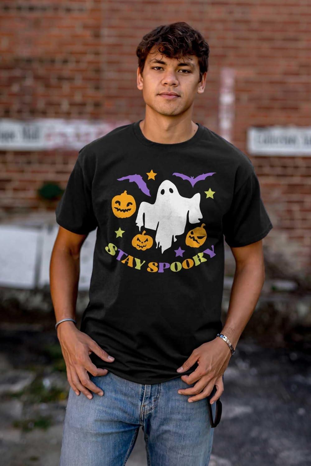 imageHalloween Stay Spooky Ghost Pumpkins Graphic T Shirt Men or WomenBlack