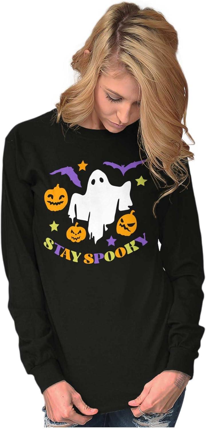 imageHalloween Stay Spooky Ghost Pumpkins Long Sleeve Tshirt Men WomenBlack