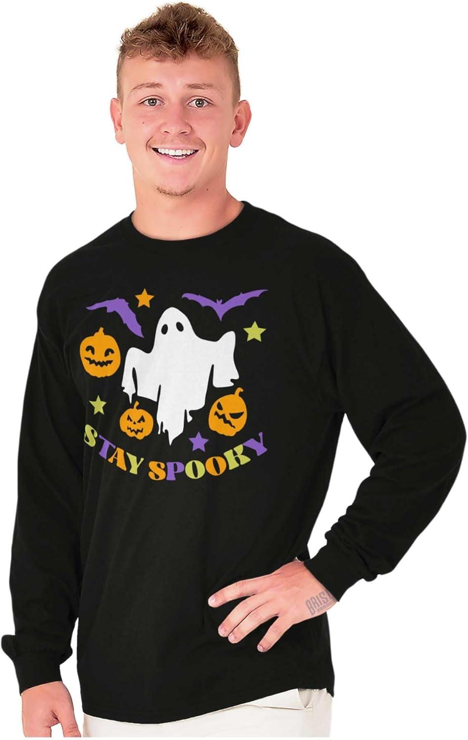 imageHalloween Stay Spooky Ghost Pumpkins Long Sleeve Tshirt Men WomenBlack