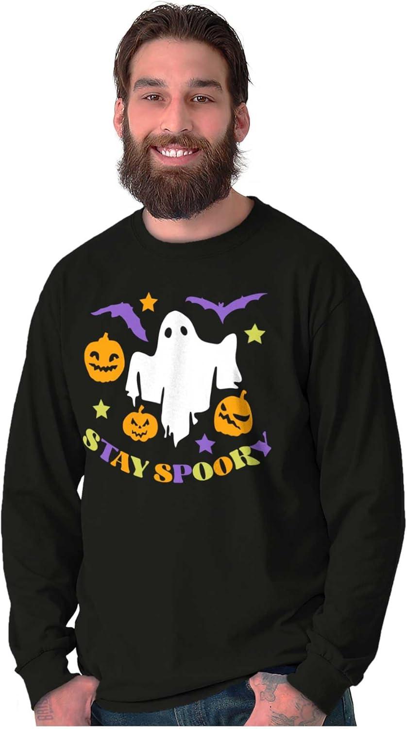 imageHalloween Stay Spooky Ghost Pumpkins Long Sleeve Tshirt Men WomenBlack