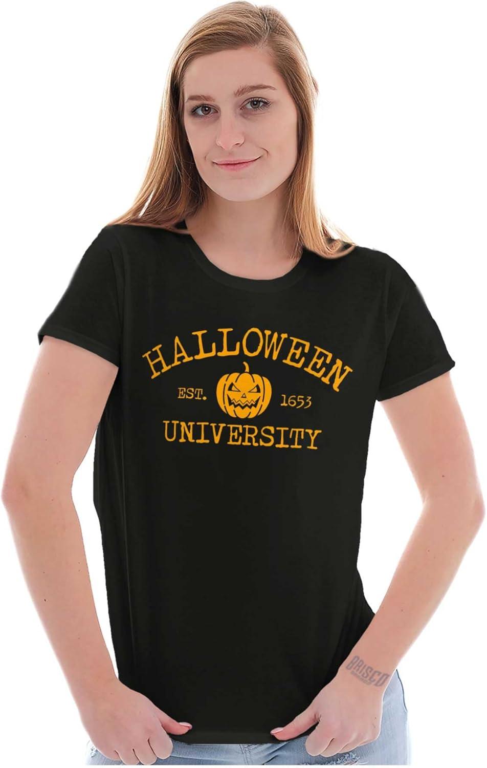 imageHalloween University Jack O Lantern Womens Slim Fit Graphic TeeBlack