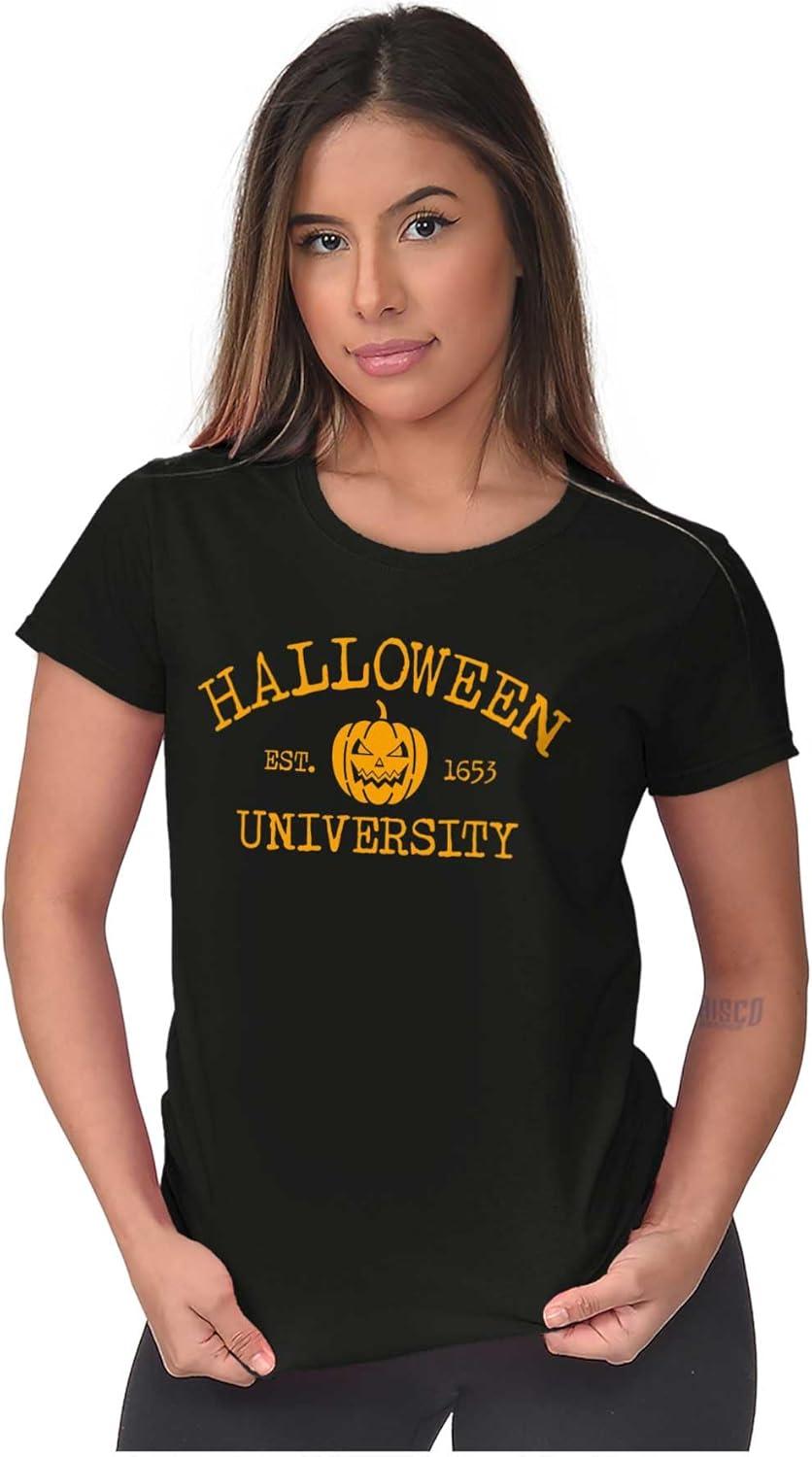 imageHalloween University Jack O Lantern Womens Slim Fit Graphic TeeBlack