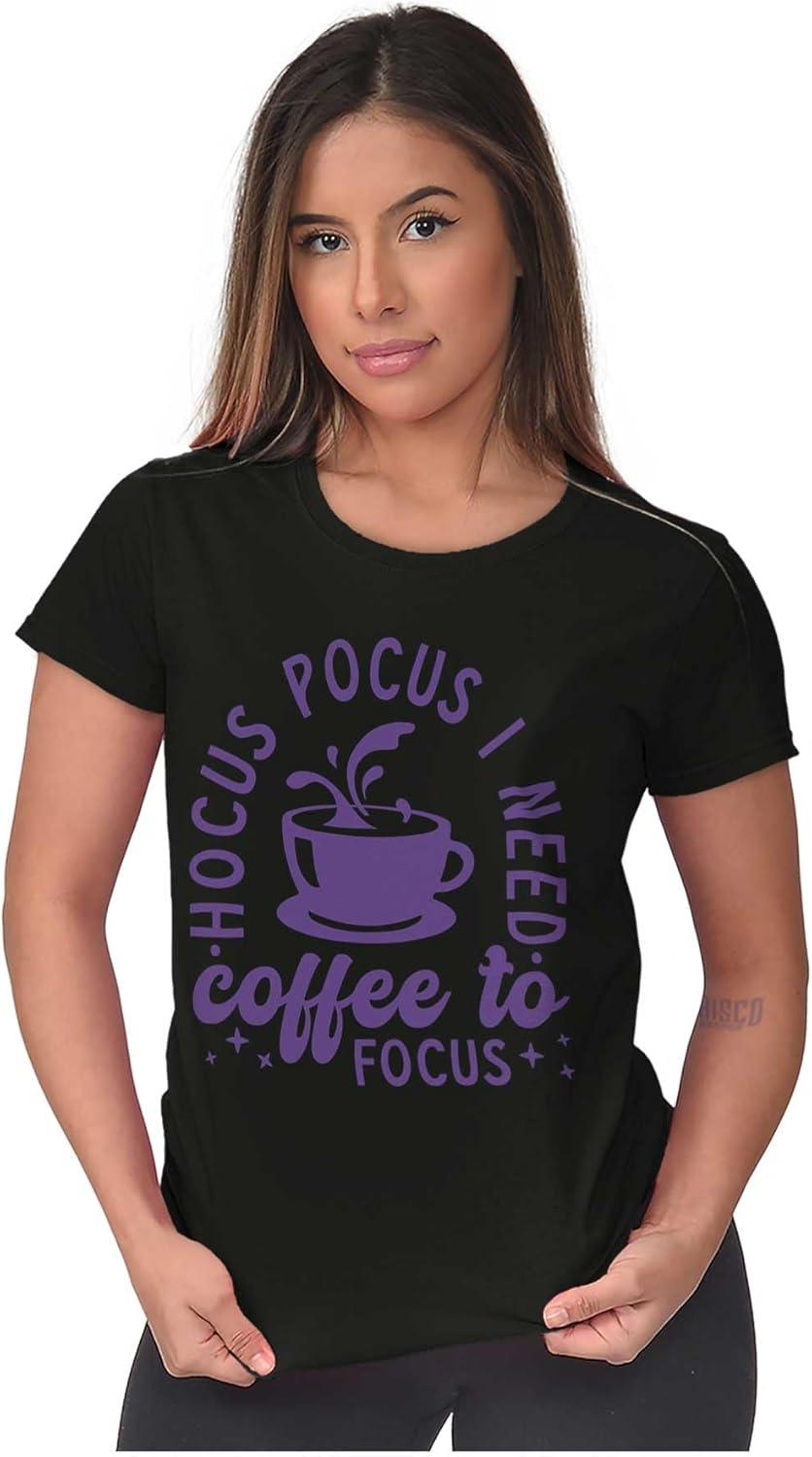 imageHocus Pocus I Need Coffee to Focus Womens Slim Fit Graphic TeeBlack